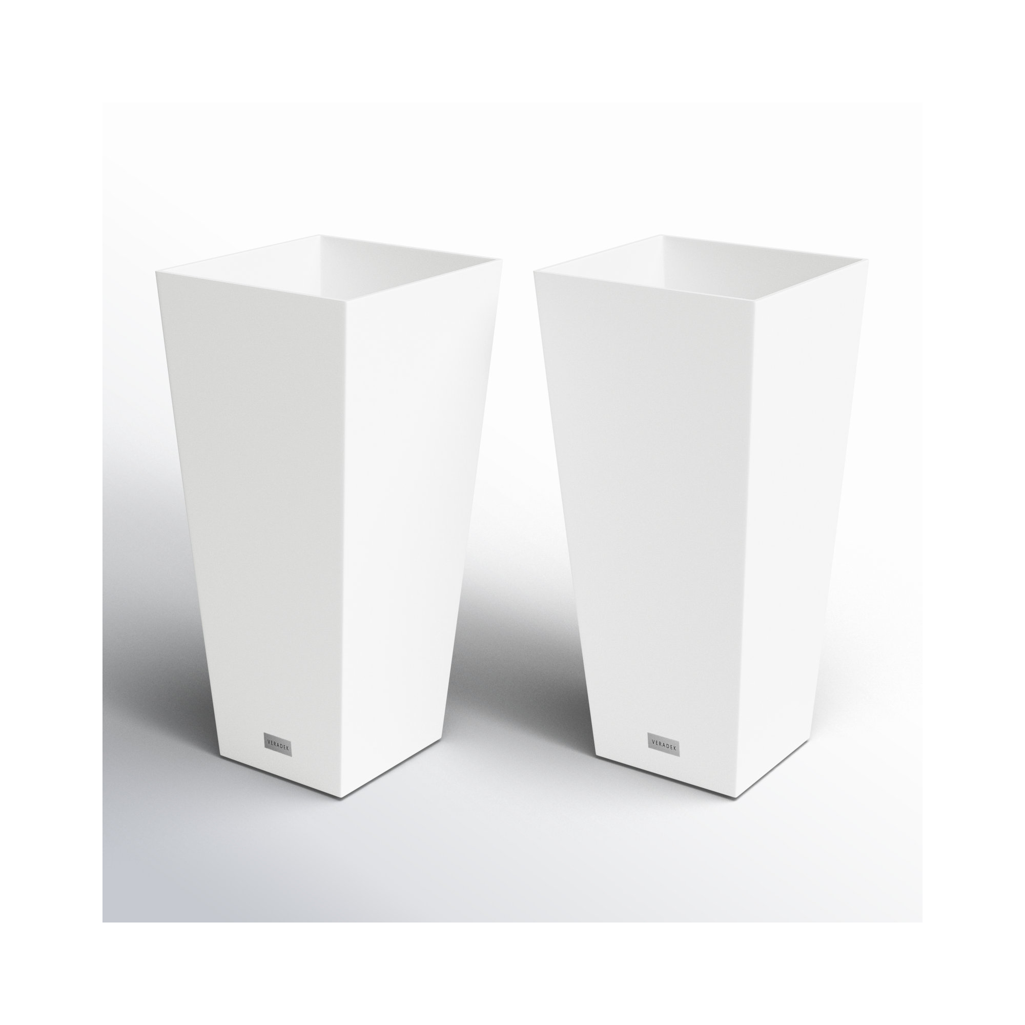 Pure Series Midland Planter, 2, 26" H x 13.75" W x 13.75" D, White