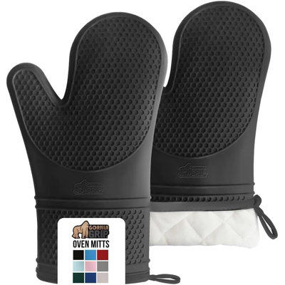 BPA-Free Soft Silicone Oven Mitts, Heat Resistant and Waterproof Cooking Safety Gloves