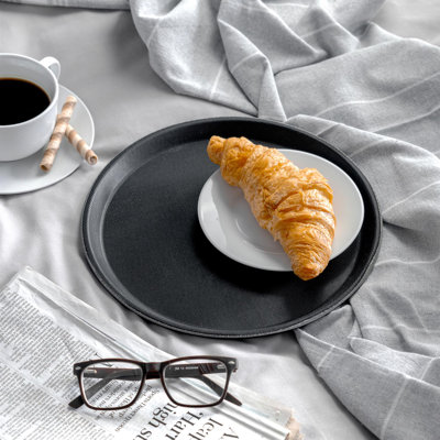 Argon Tableware - Round Non-Slip Serving Trays - Black