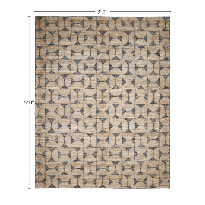 Geometric Area Rug in Light Brown/Black, Rectangle 3' x 5'