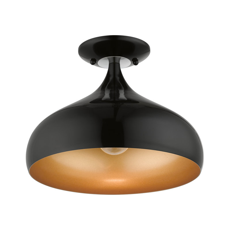 Plafonnier semi-encastré 1 lumière 11,75 po Fiddletown, Noir brillant