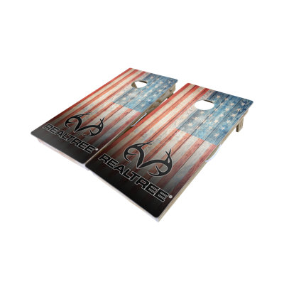 Realtree Rustic American Flag 10 Piece Cornhole Set