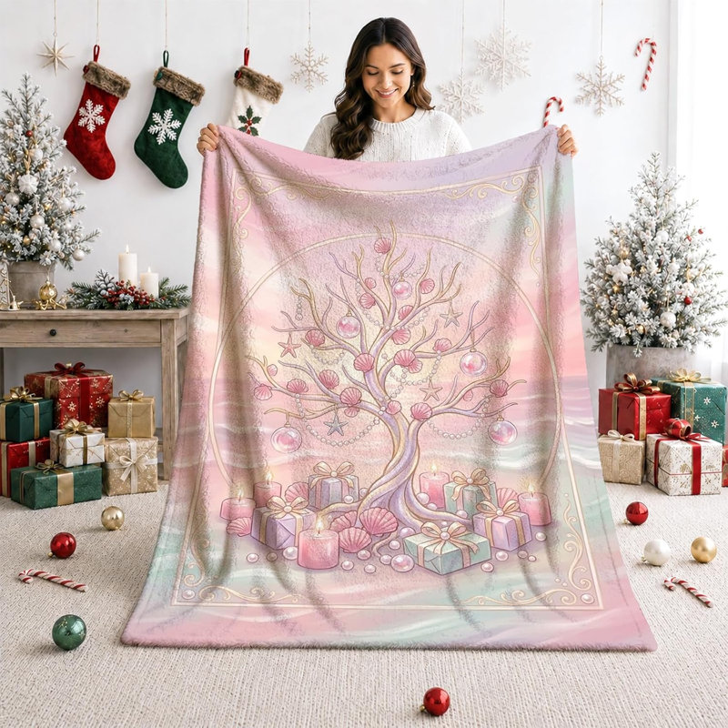 Jeté Coastal Seashell Holiday Tree, 40 x 50 po