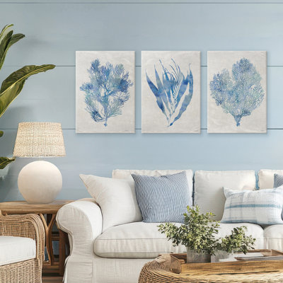Silhouette Seaweed Sprigs 3pc Canvas Set, design by Amber Sterling