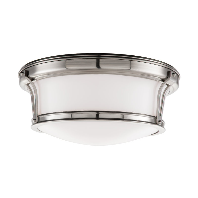 Newport Flush Glass Flush Mount, 5.25"H x 13" Dia., Aged Brass