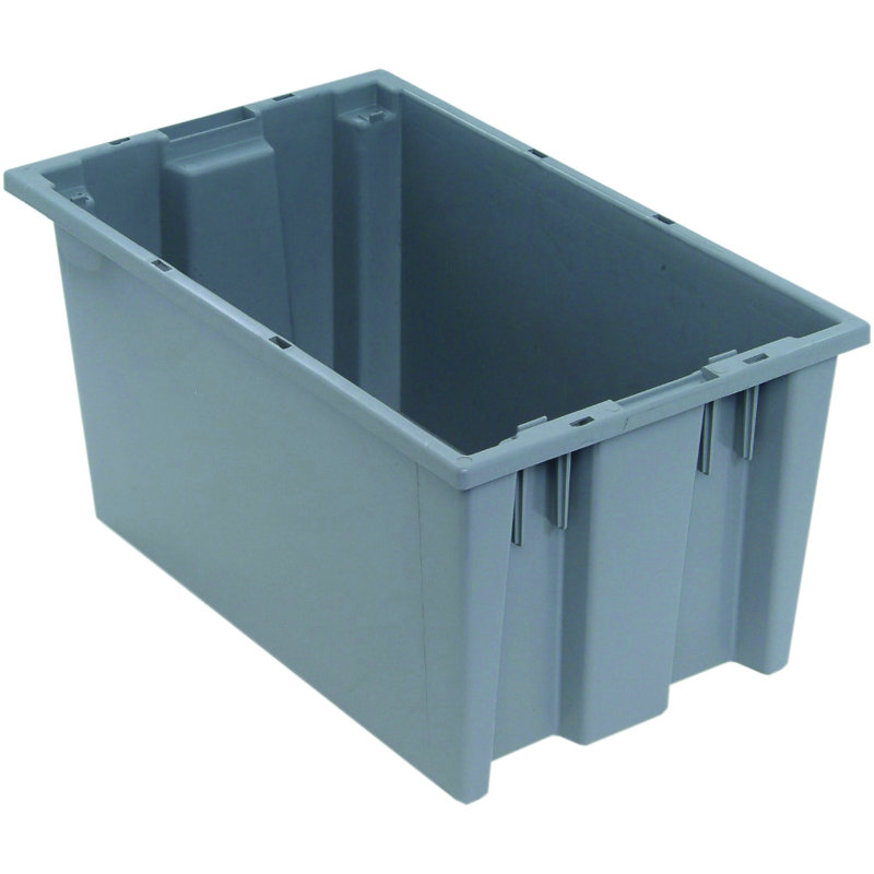 Stack and Nest Tote, heavy duty, 1.20 cu. ft. capacity, polypropylene, (priced per each, 6 each per carton), case of 6, Gray