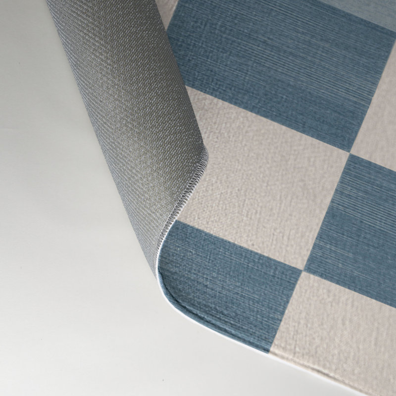 Tapis d'intérieur et d'extérieur à carreaux bleu, Rectangulaire 3 pi x 5 pi