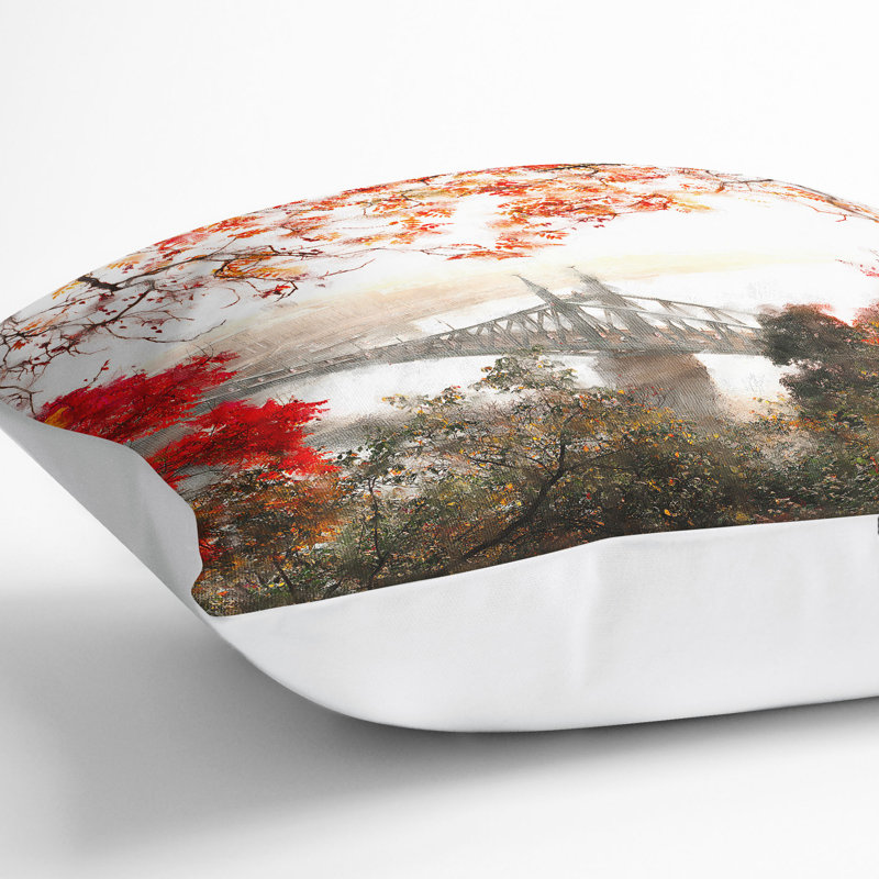 Liberty Bridge in Budapest Hungary Painting Cushion with Filling, 40cm H x 40cm W x 15cm D, White
