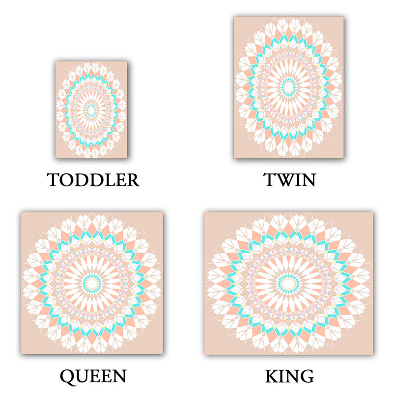 Ensemble de housse de couette plumes star mandala, 1 housse de couette grand + 2 taies standards