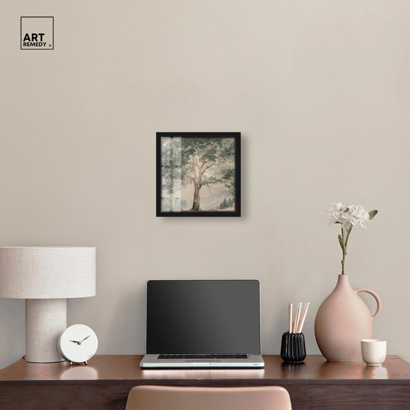 «Emanating Branches I Shadowbox Print», art floral rétro par Art Remedy, H 13 po x l 13 po, Noir