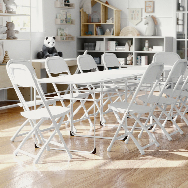 Ayuub Kids Plastic Folding Chairs for Classrooms and Events, White