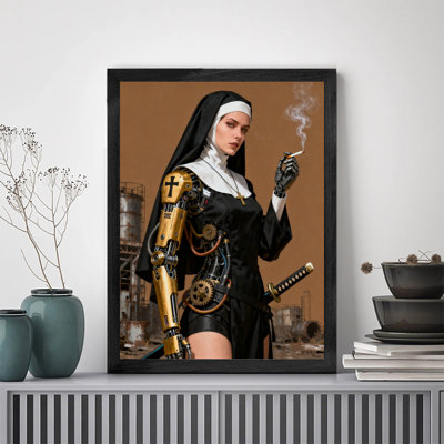 Reproduction d'art encadré noir rétro