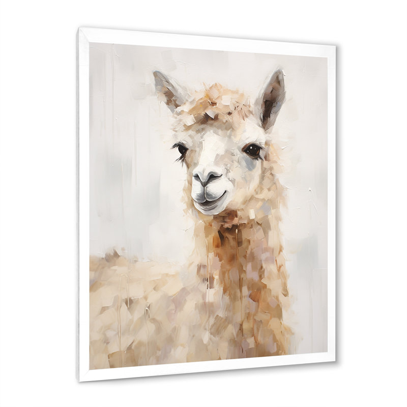 Minimalisme alpaga grunge I sur toile, Cadre simple blanc, H 20 po x l 12 po x P 1 po
