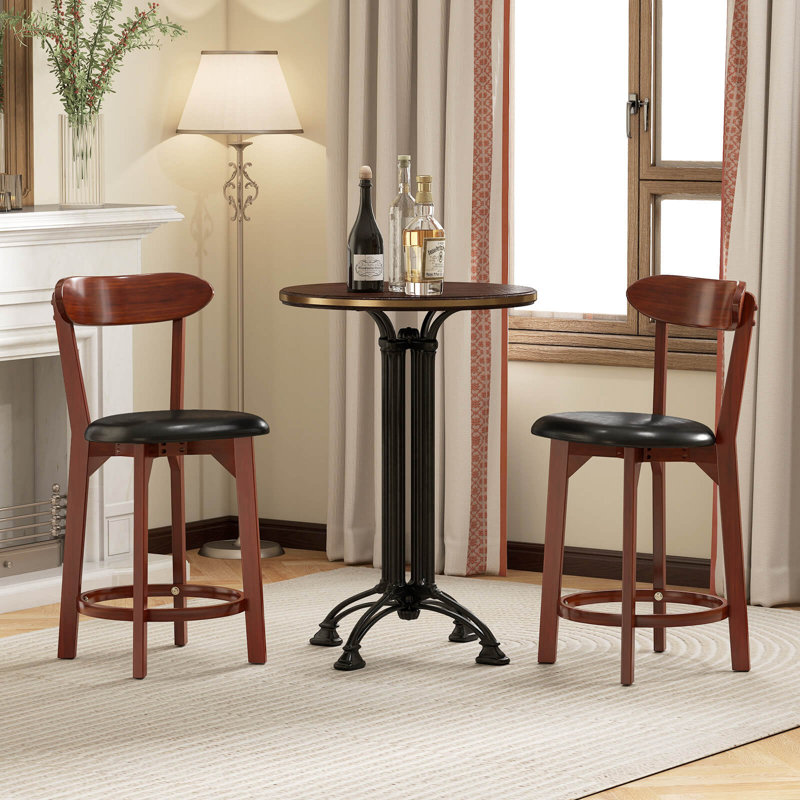 Tabouret de bar avec dossier courbé et repose-pieds, Tabouret de comptoir (siège d'une hauteur de 23,5, 2