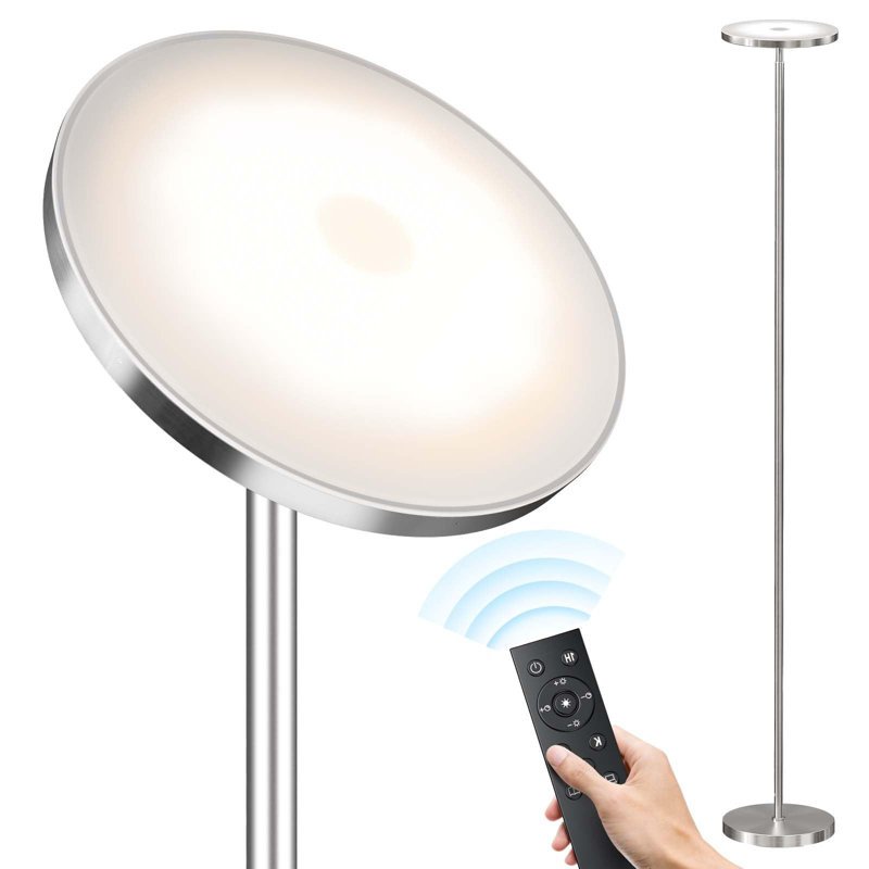 32W Super Bright LED Floor Lamp with Remote Control, Nickel