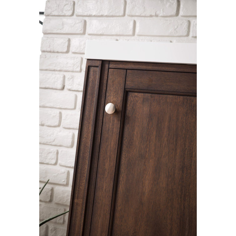 Meuble-lavabo simple l 24 po Britannia, Acacia mid-Century