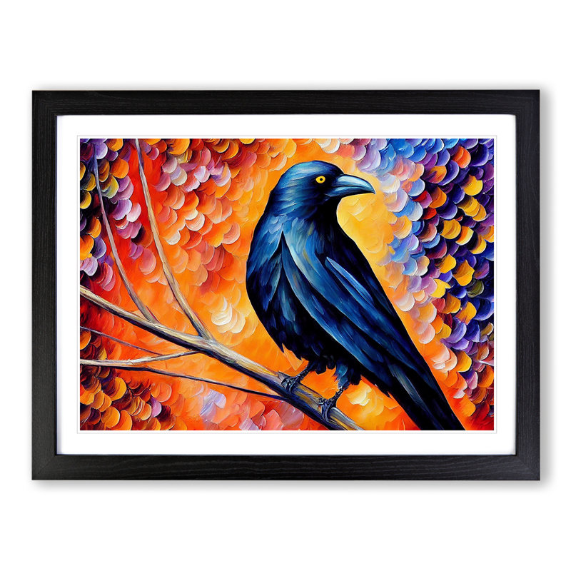 Crow Bird Vol.4 Abstract - Framed Print, Black, 46cm H x 64cm W x 2cm D