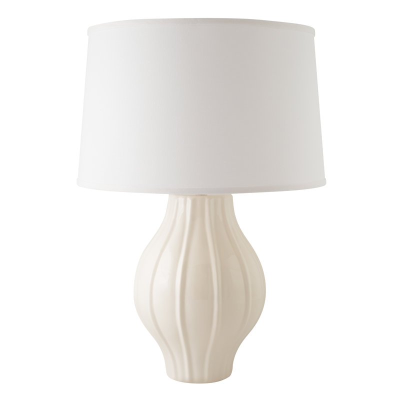 Eraman Ceramic Table Lamp, Gloss White