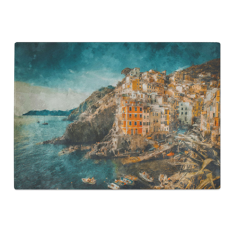 Tempered Glass Riomaggiore Cinque Terre in Italy Chopping Board, 28.5 cm x 39 cm