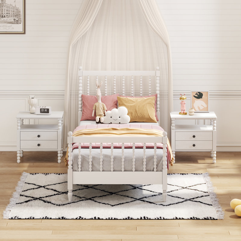 Ensemble de chambre à coucher 3 pièces Geneal, Blanc, Simple