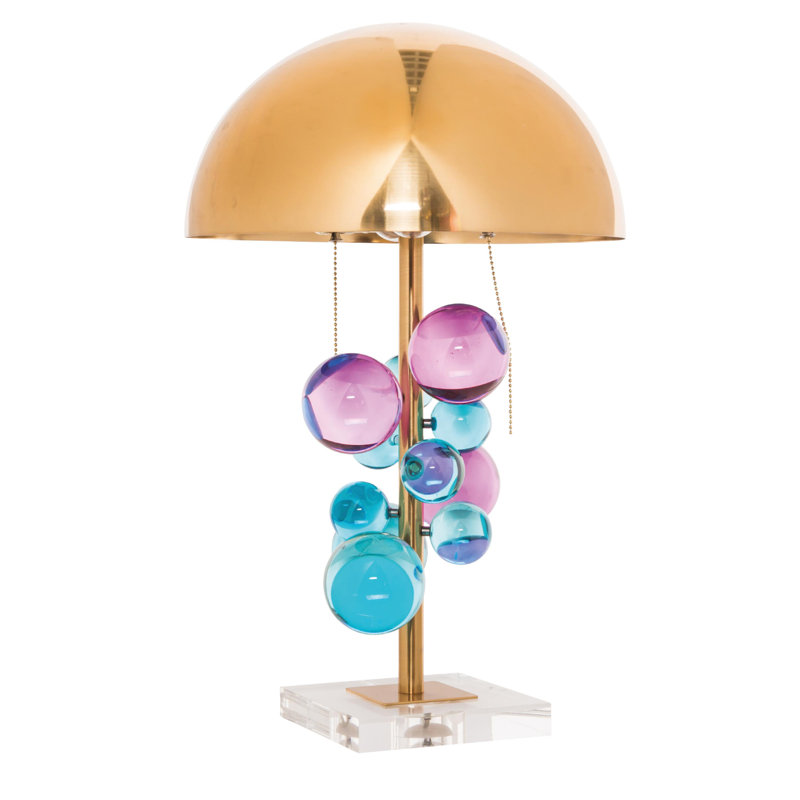 Lapointe 1-Light Gold Table Lamp With A Shade And Crystal Accents