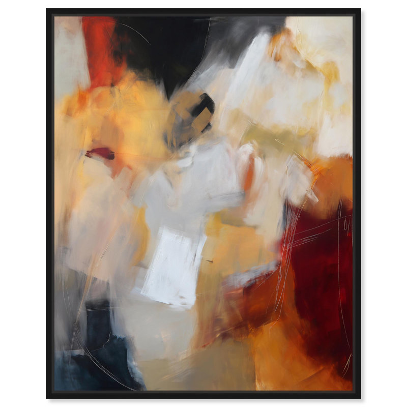 «Earth and Fire III» par Art Remedy, H 21 po x l 17 po, Cadre flottant, Noir