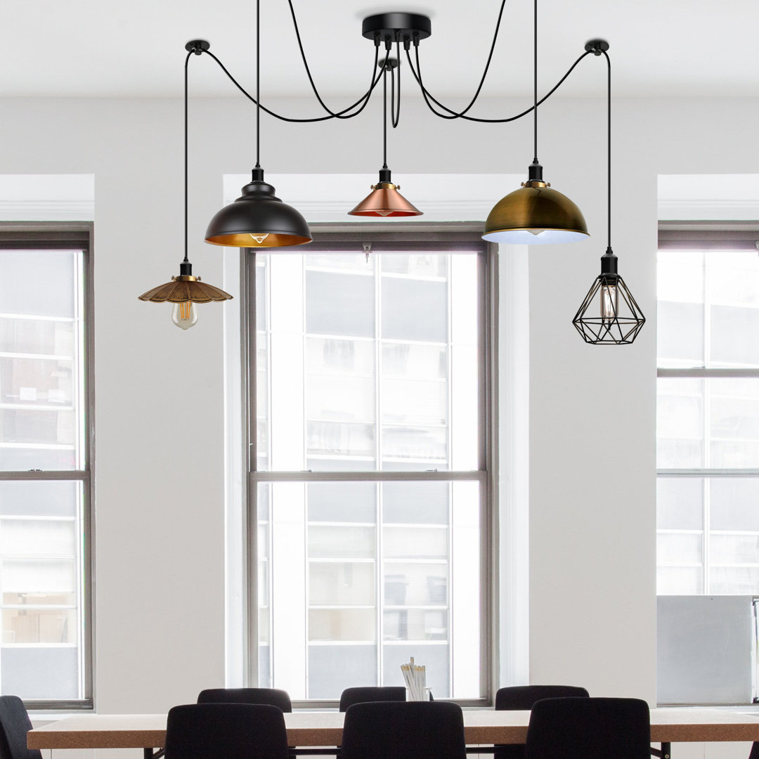 Rotella 5 - Light Black/Yellow Brass/Brushed Copper Cluster Pendant