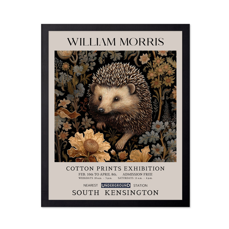 William Morris - Hérisson, Black Framed, Poster, 12"H x 16"W