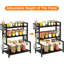 Grey Kitchen Spice Rack with Wire Basket, Countertop Shelf for Cabinet, Desktop Organiser with 6 Hooks-1543599330