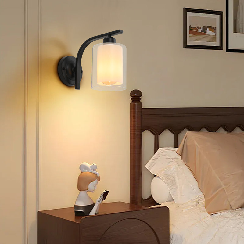 Modern Bedside Wall Sconce Minimalist Wall Light Fixture for Bedroom, Living Room, E27 Socket (Bulb Not Included)