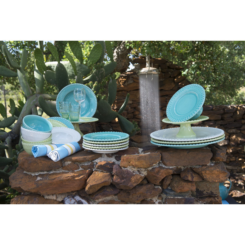Fantasy Earthenware Pasta Dish, Aqua Green