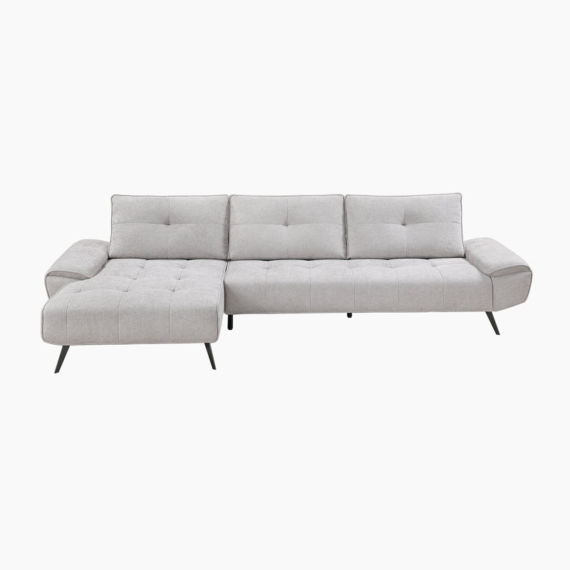 Canapé modulaire en chenille 2 pièces Kenner, Orienté à gauche (vu de face), Chenille gris pâle