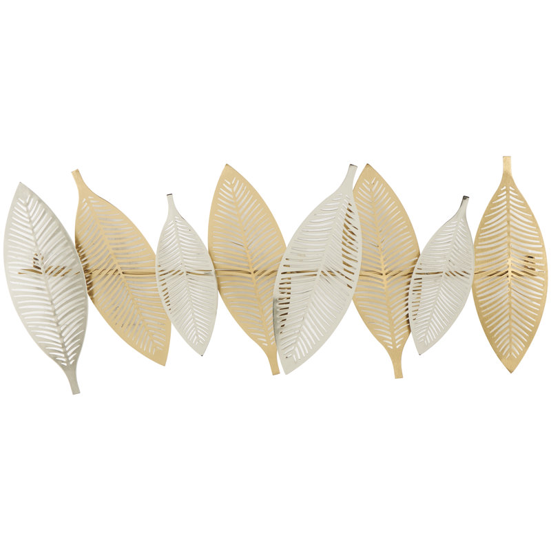 Décoration murale en métal feuille d'or métallique avec accents argentés