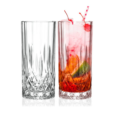 Highball Glass -  Set of 2 - Hiball Tumblers -  Bar Glassware, 13 oz, Made in Europe