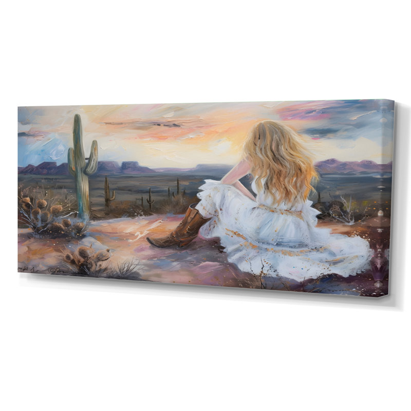 Cowboy dans le désert à Big Bend Country Texas I - décoration murale de cow-filles, H 28 po x l 60 po x P 1,5 po