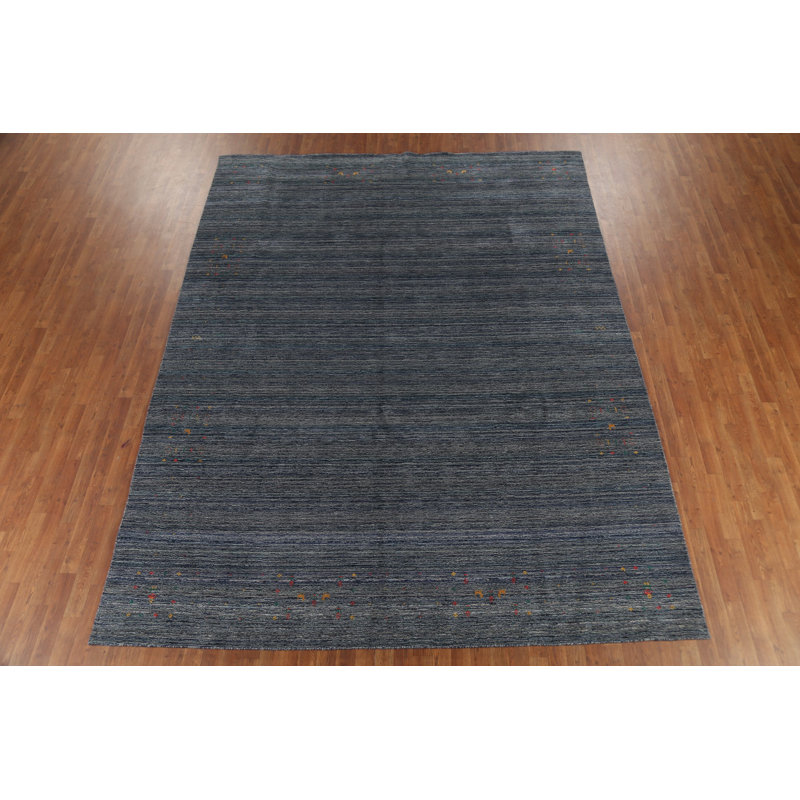 Tapis rayé bleu et gris Gabbeh