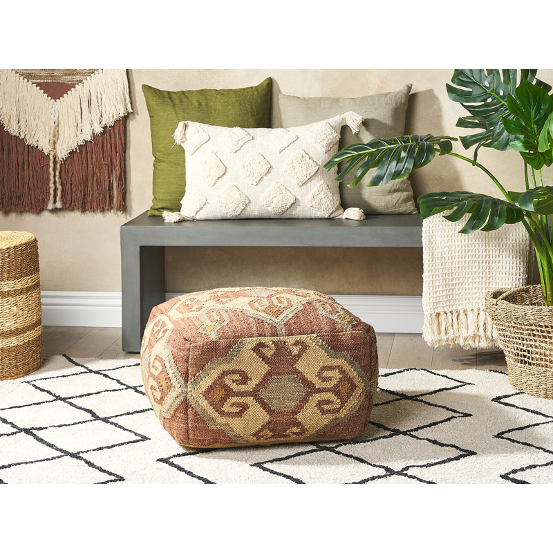 Moonya 51cm Wide Square Geometric Pouffe Ottoman