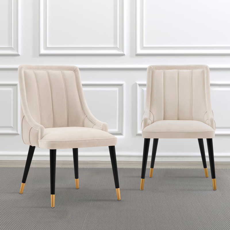 Chaise d'appoint de salle à manger Eda, Crème, crème