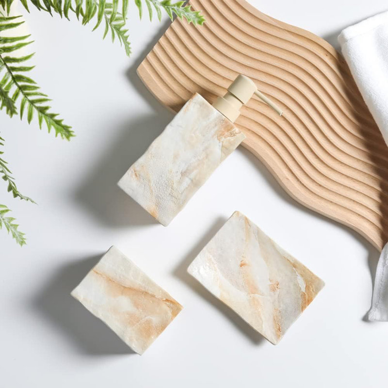 Bathroom Accessories Set 4 Pcs Marble Look Sets