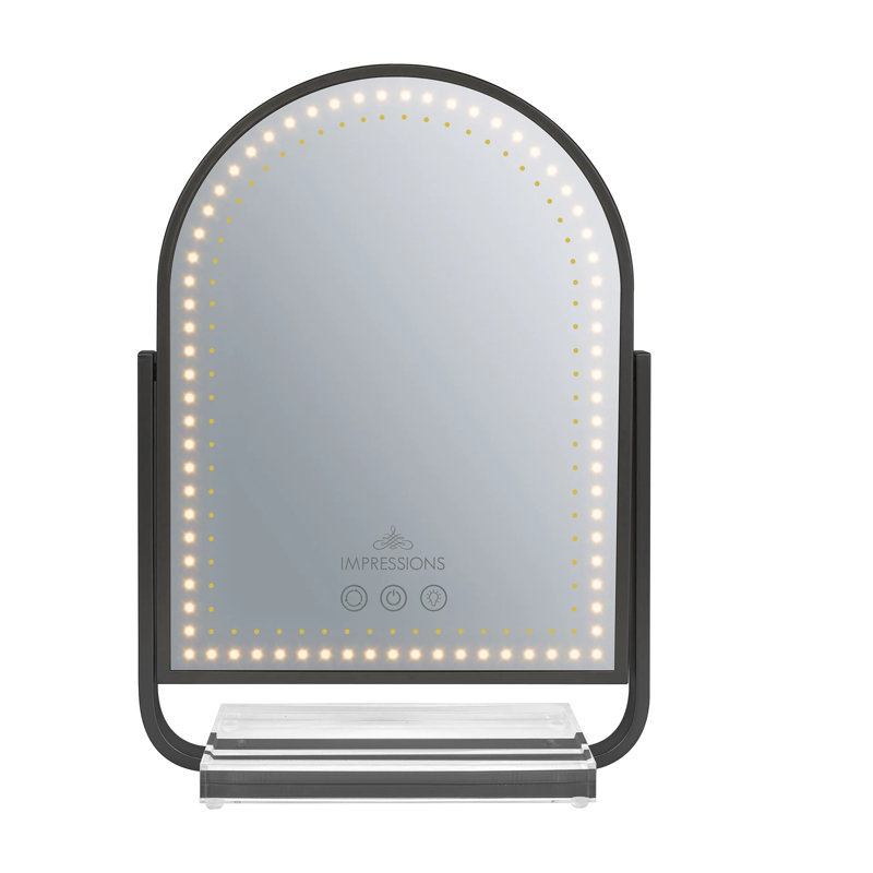 Miroir de maquillage à trois tons à DEL Glimmer Arch, Noir