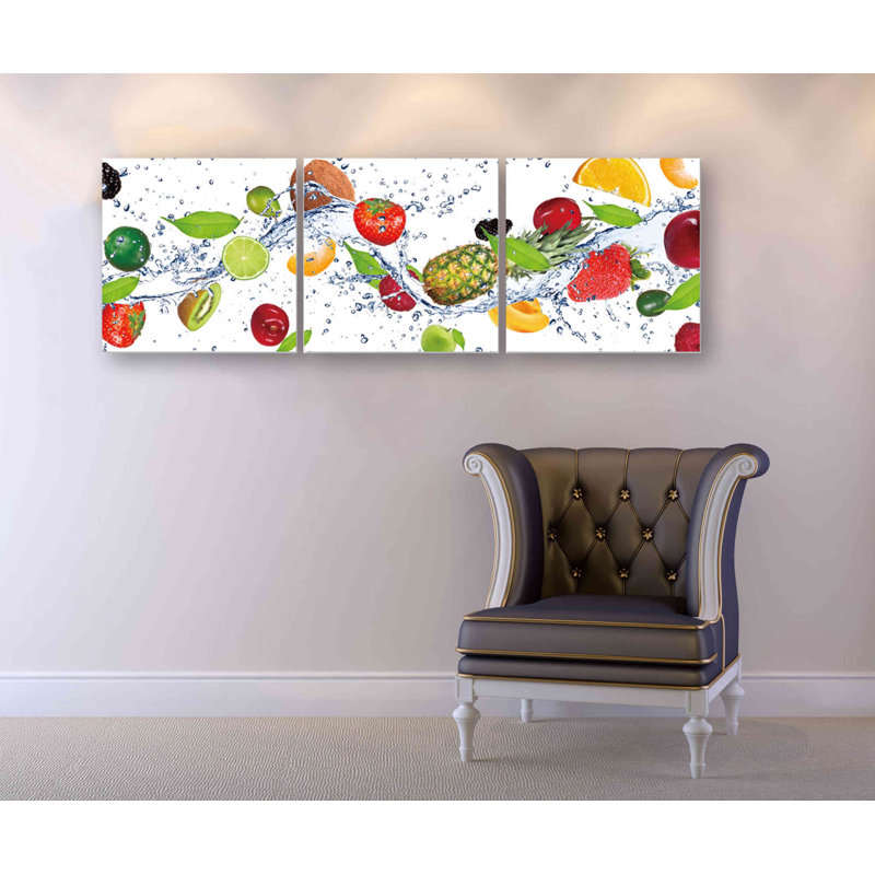 3 piece "Fruit Wave" Acrylic Wall Art, 60" x 20"