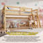 Lit mezzanine bas - convertible en lit superposé, cadre de lit moderne en bois massif avec éclairage à DEL-287249702