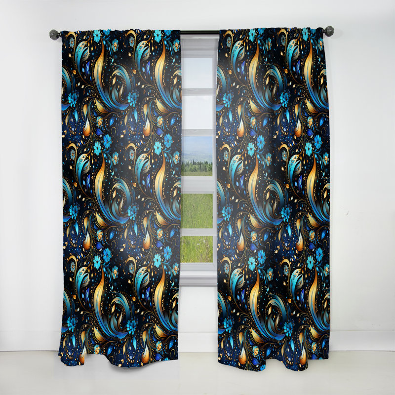 Motif cachemire marocain marocain - Rideau glamour - Velours obscurcissant - 1 panneau, L 52 po x L 90 po