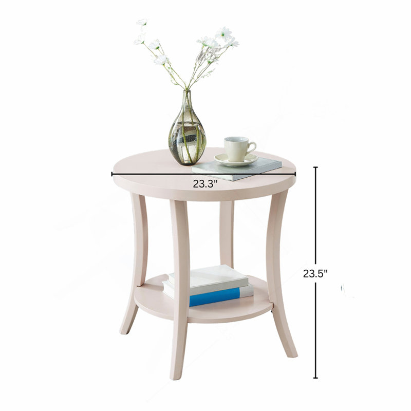 Table de bout contemporaine à tablette ronde, rose