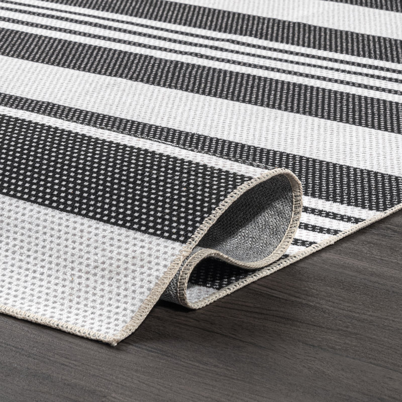 Lena SpinClean Machine Washable Striped Area Rug, Rectangle 3' x 5'