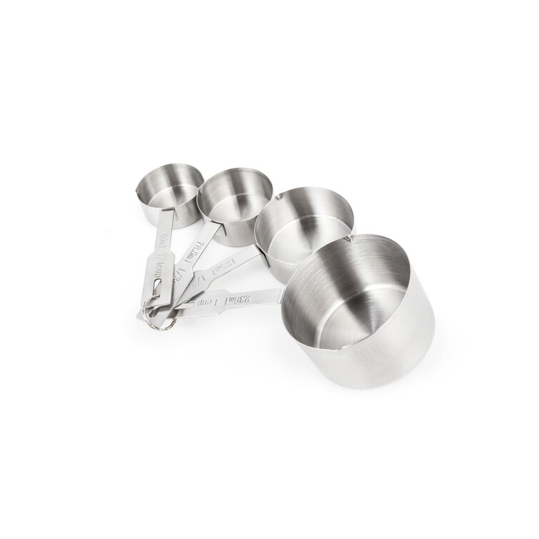 BergHOFF 4Pc Stainless Steel Measuring Cups, PP Cover Handles, Silver, Red