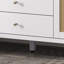 Meuble-lavabo de 60 po avec lavabo SMC, grande armoire de rangement moderne avec tiroirs à fermeture en douceur et portes en rotin, boutons en métal argenté et 5 pieds en pin, blanc-118024577