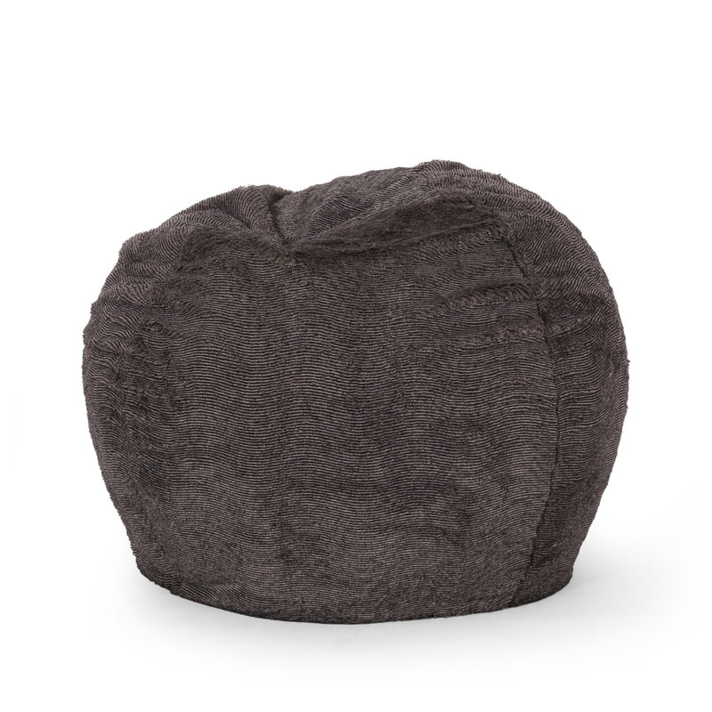  Vida 3 Foot Rounded Faux Fur Bean Bag in Brown/Beige, Soft and Durable Lounger for Children's Rooms and Small Spaces, Brown