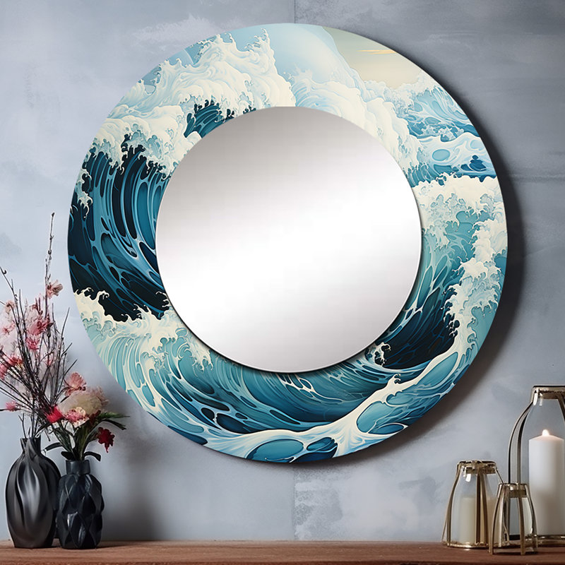Safiah bleu sarcelle blanc océan océanique Odyssey I, 23 po x 23 po