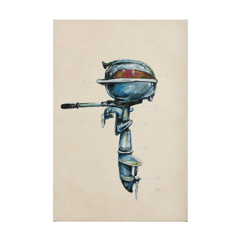 Vintage Motor I a Hand Embelished Textured Canvas, 54" H x 36" W x 1.5" D